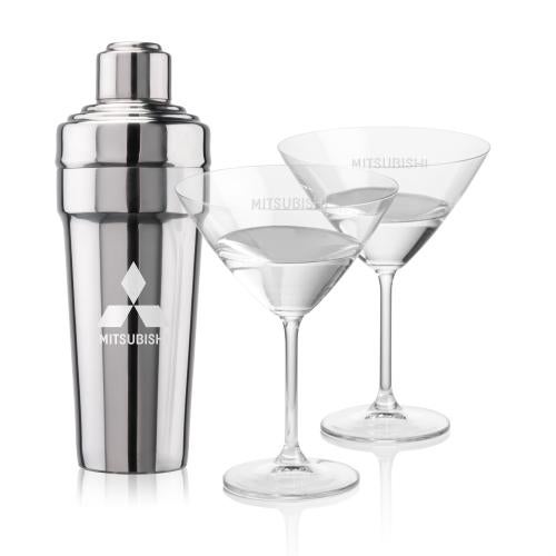 Corporate Recognition Gifts - Etched Barware - Milano Shaker & Coleford Martini Set