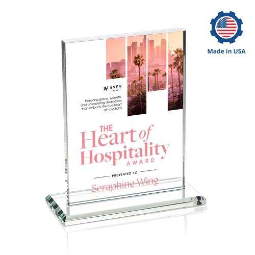 Corporate Awards - Crystal Awards - Emperor Full Color Made in USA (Vert) Rectangle Crystal Award