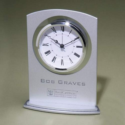 Corporate Gifts, Recognition Gifts and Desk Accessories - Clocks - Silver Arc clock