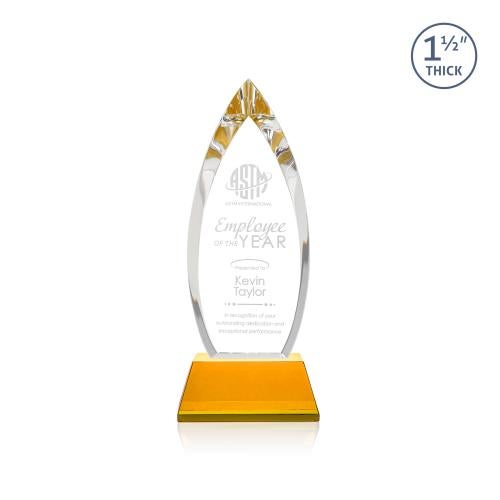 Corporate Awards - Crystal Awards - Fortier Amber on Entwhistle Base Arch & Crescent Crystal Award