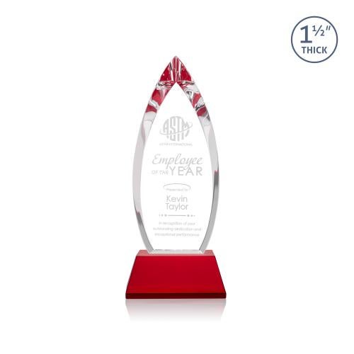 Corporate Awards - Crystal Awards - Fortier Red on Entwhistle Base Arch & Crescent Crystal Award