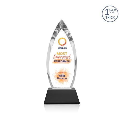 Corporate Awards - Crystal Awards - Fortier Full Color Black on Entwhistle Base Arch & Crescent Crystal Award