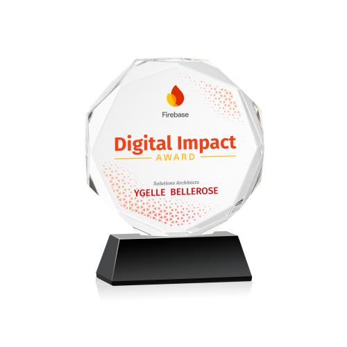 Corporate Awards - Crystal Awards - Acadian Full Color Black on Newhaven Base Crystal Award