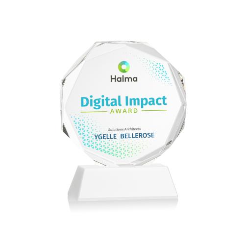 Corporate Awards - Crystal Awards - Acadian Full Color White on Newhaven Base Crystal Award