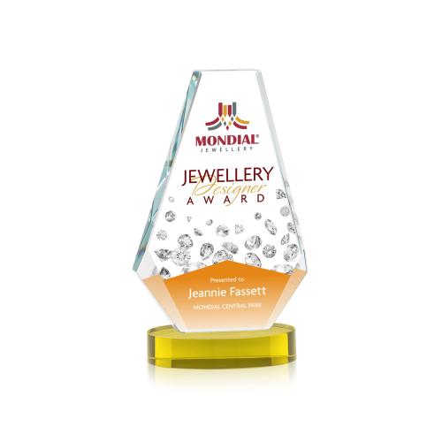 Corporate Awards - Crystal Awards - Kingsley Full Color Gold on Alberton Base Crystal Award