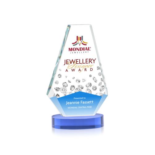 Corporate Awards - Crystal Awards - Kingsley Full Color Sky Blue on Alberton Base Crystal Award