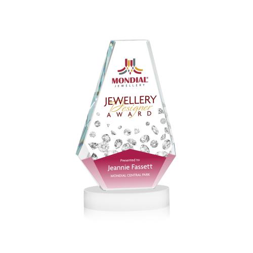 Corporate Awards - Crystal Awards - Kingsley Full Color White on Alberton Base Crystal Award