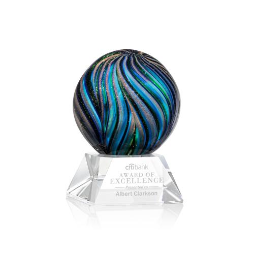 Corporate Awards - Glass Awards - Art Glass Awards - Malton Clear on Sheffield Base Spheres Glass Award