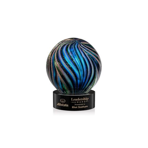 Corporate Awards - Glass Awards - Art Glass Awards - Malton Black on Stanrich Base Spheres Glass Award
