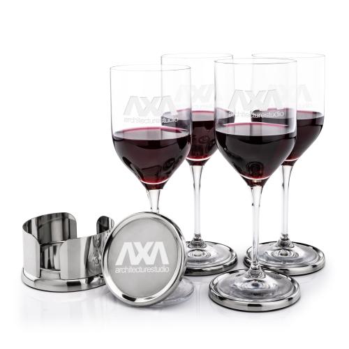Corporate Recognition Gifts - Etched Barware - Baldoni Coasters & Belmont Wine Set