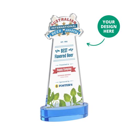 Corporate Awards - Crystal Awards - EdgeCraft Full Color on Alberton Base - Sky Blue (via Air)