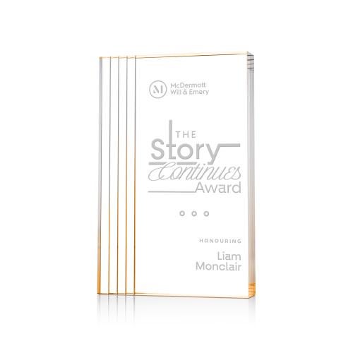 Corporate Awards - Acrylic Awards - Haverton Gold Rectangle Acrylic Award