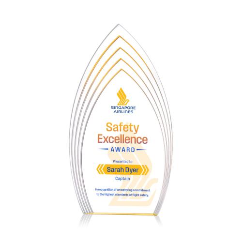 Corporate Awards - Acrylic Awards - Turello Full Color Gold Arch & Crescent Acrylic Award