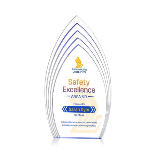 Corporate Awards - Acrylic Awards - Turello Full Color Blue Arch & Crescent Acrylic Award