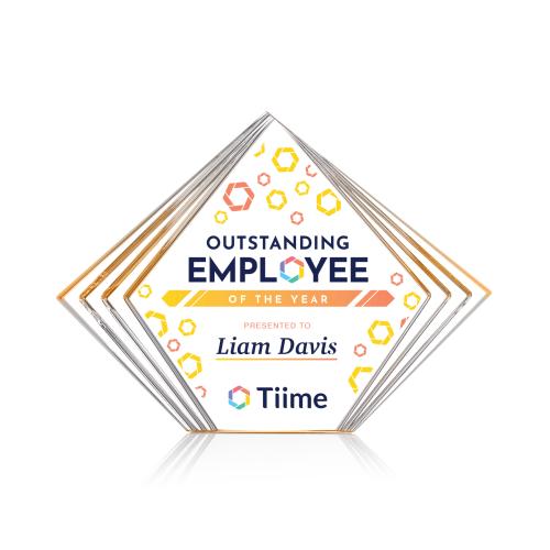 Corporate Awards - Acrylic Awards - Crawford Full Color Gold Acrylic Award