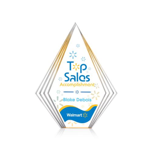 Corporate Awards - Acrylic Awards - Brantley Full Color Gold Acrylic Award