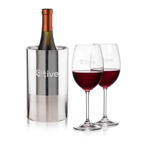 Corporate Recognition Gifts - Etched Barware - Catania Wine Cooler & Blyth Wine Set
