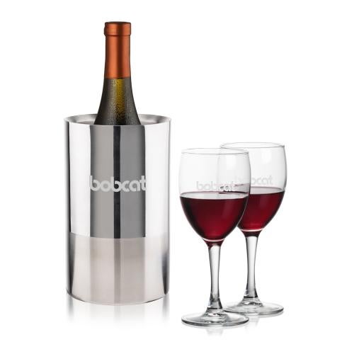 Corporate Recognition Gifts - Etched Barware - Catania Wine Cooler & Carberry Wine Set