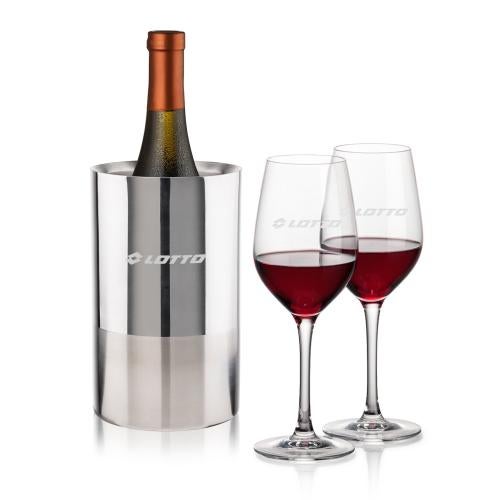 Corporate Recognition Gifts - Etched Barware - Catania Wine Cooler & Lethbridge Wine Set