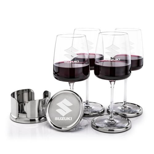 Corporate Recognition Gifts - Etched Barware - Baldoni Coasters & Dunhill Wine Set