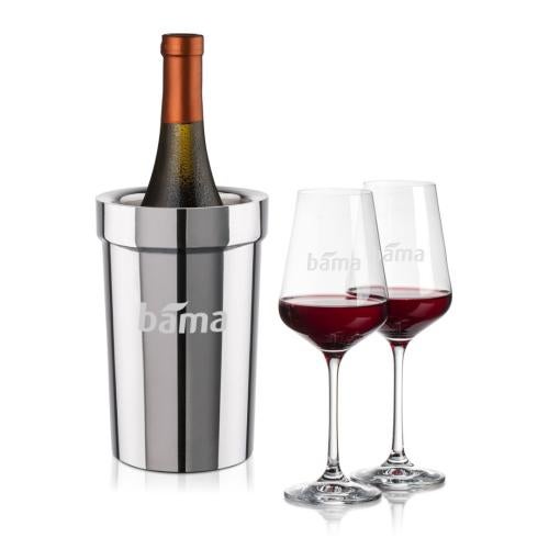 Corporate Recognition Gifts - Etched Barware - Milano Wine Cooler & Breckland Wine Set