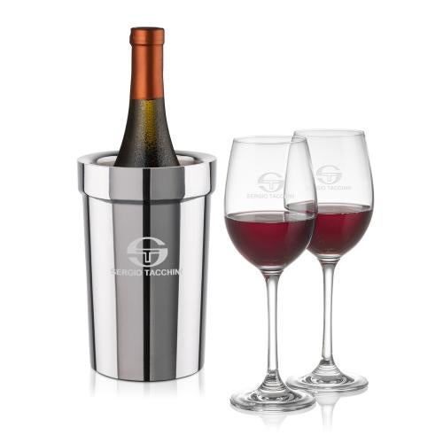 Corporate Recognition Gifts - Etched Barware - Milano Wine Cooler & Burlington Wine Set