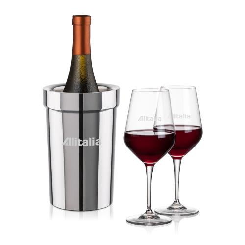 Corporate Recognition Gifts - Etched Barware - Milano Wine Cooler & Germain Wine Set