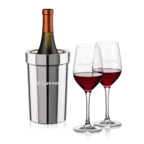 Corporate Recognition Gifts - Etched Barware - Milano Wine Cooler & Lethbridge Wine Set