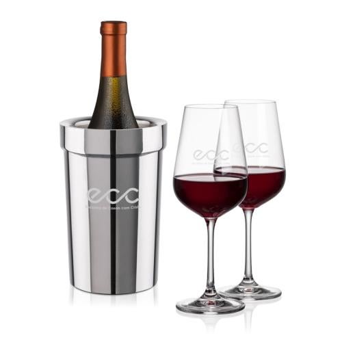 Corporate Recognition Gifts - Etched Barware - Milano Wine Cooler & Laurent Wine Set