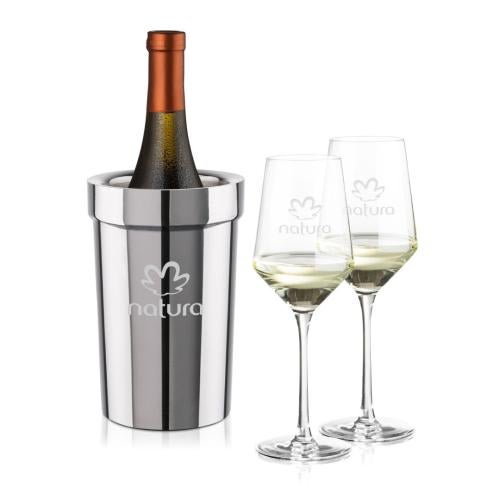 Corporate Recognition Gifts - Etched Barware - Milano Wine Cooler & Tucson Wine Set