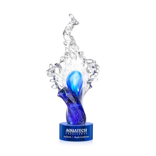Corporate Awards - Glass Awards - Breaker Blue on Marvel Base Abstract / Misc Glass Award