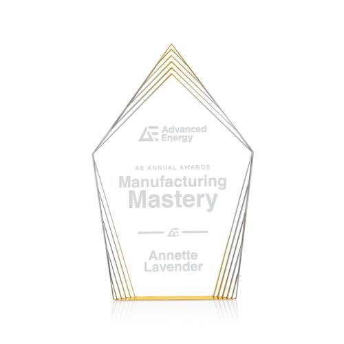 Corporate Awards - Acrylic Awards - Grayson Gold Arch & Crescent Acrylic Award