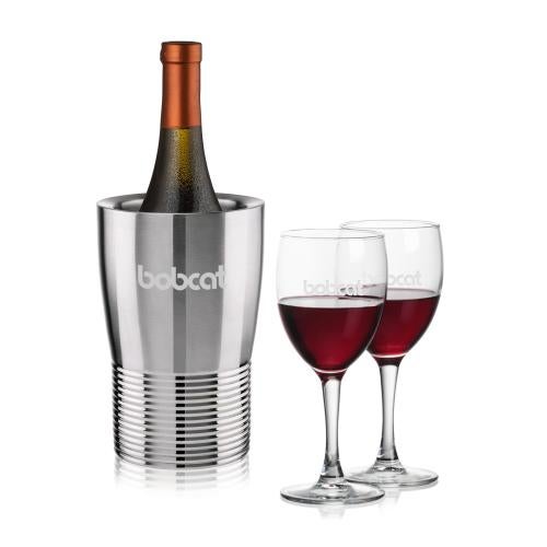 Corporate Recognition Gifts - Etched Barware - Genoa Wine Cooler & Carberry Wine Set
