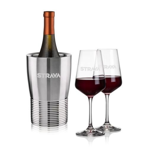 Corporate Recognition Gifts - Etched Barware - Genoa Wine Cooler & Cannes Wine Set