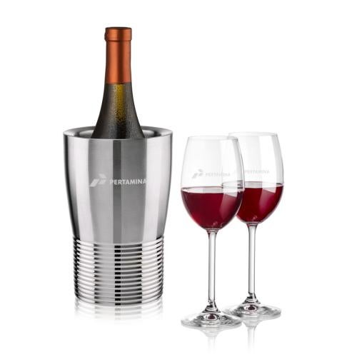 Corporate Recognition Gifts - Etched Barware - Genoa Wine Cooler & Naples Wine Set