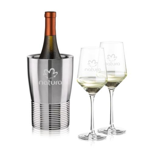 Corporate Recognition Gifts - Etched Barware - Genoa Wine Cooler & Tucson Wine Set