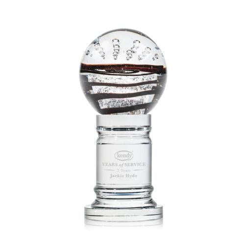 Corporate Awards - Glass Awards - Art Glass Awards - Serenity Clear on Colverstone Base Spheres Glass Award