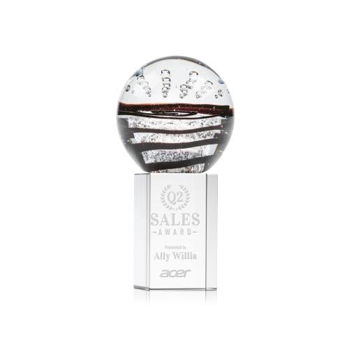 Corporate Awards - Glass Awards - Art Glass Awards - Serenity Clear on Dakota Base Spheres Glass Award