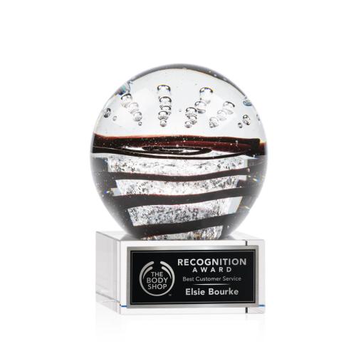 Corporate Awards - Glass Awards - Art Glass Awards - Serenity Clear on Hancock Base Spheres Glass Award