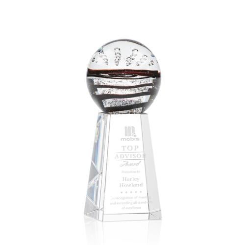 Corporate Awards - Glass Awards - Art Glass Awards - Serenity Clear on Novita Base Spheres Glass Award