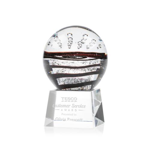 Corporate Awards - Glass Awards - Art Glass Awards - Serenity Clear on Robson Base Spheres Glass Award