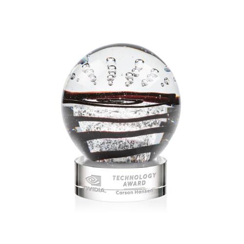 Corporate Awards - Glass Awards - Art Glass Awards - Serenity Clear on Stanrich Base Spheres Glass Award