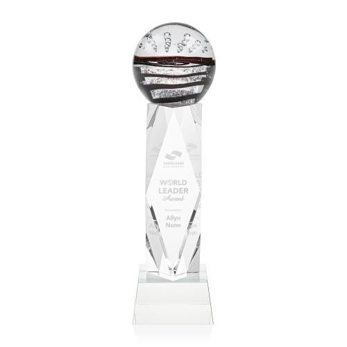 Corporate Awards - Glass Awards - Art Glass Awards - Serenity Clear on Toscana Base Spheres Glass Award