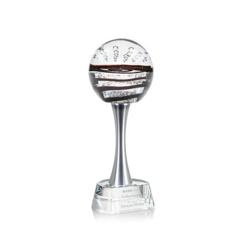 Corporate Awards - Glass Awards - Art Glass Awards - Serenity Clear on Willshire Base Spheres Glass Award