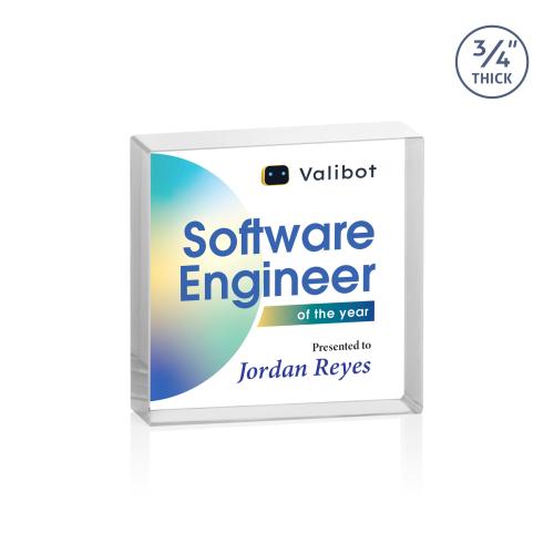 Corporate Awards - Crystal Awards - Upton Square Full Color Clear Crystal Award