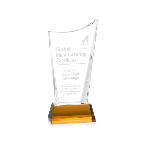 Corporate Awards - Crystal Awards - Burnett Amber on Newhaven Base Peak Crystal Award