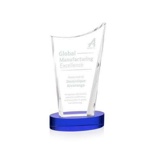 Corporate Awards - Crystal Awards - Burnett Blue on Alberton Base Peak Crystal Award