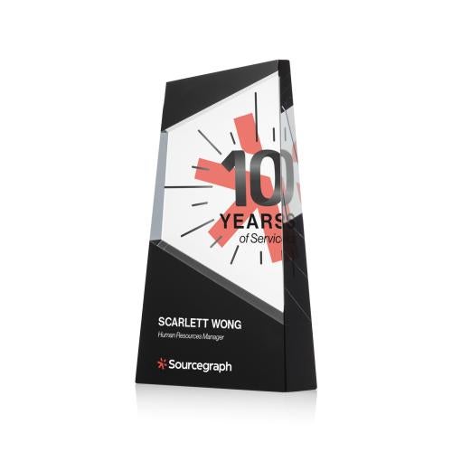 Corporate Awards - Crystal Awards - Amstel Full Color Black Obelisk Crystal Award