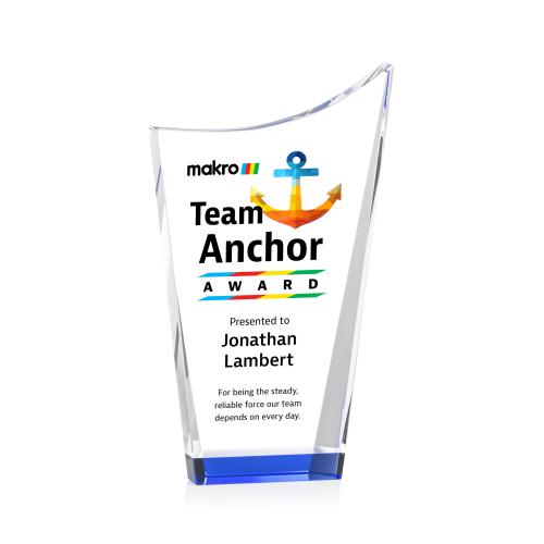 Corporate Awards - Crystal Awards - Burnett Full Color Blue  Peak Crystal Award