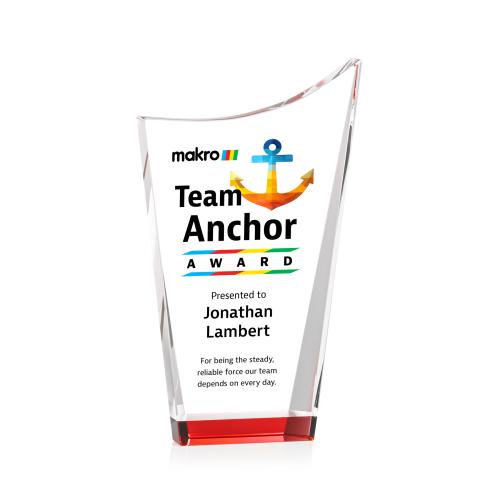 Corporate Awards - Crystal Awards - Burnett Full Color Red Peak Crystal Award